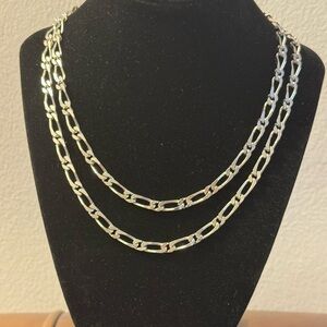 Monet silver tone figaro versatile chain link necklace